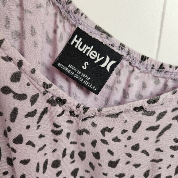 Hurley Purple Sleeveless Babydoll Mini Dress Summer Sundress Leopard Print - Picture 8 of 9